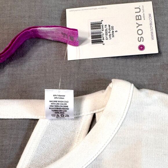 NWT Soybu Unity Pullover, Small, White Crossback Strappy Open Back Long Sleeves - Picture 6 of 12